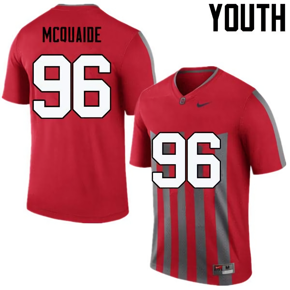 Jake McQuaide Ohio State Buckeyes Youth NCAA #96 Nike Throwback Red College Stitched Football Jersey PEP1156UB